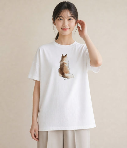 デザインTシャツ レディース 犬好き 犬 いぬ イラスト ママ カフェ服 白T YMAZO