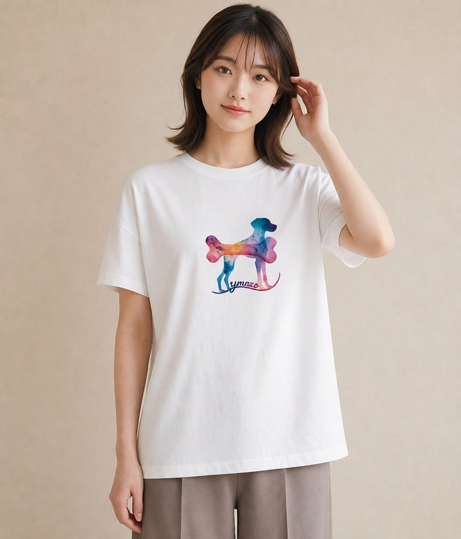デザインTシャツ レディース 犬 いぬ イラスト モード ビーチ デイリーウェア 白T YMAZO