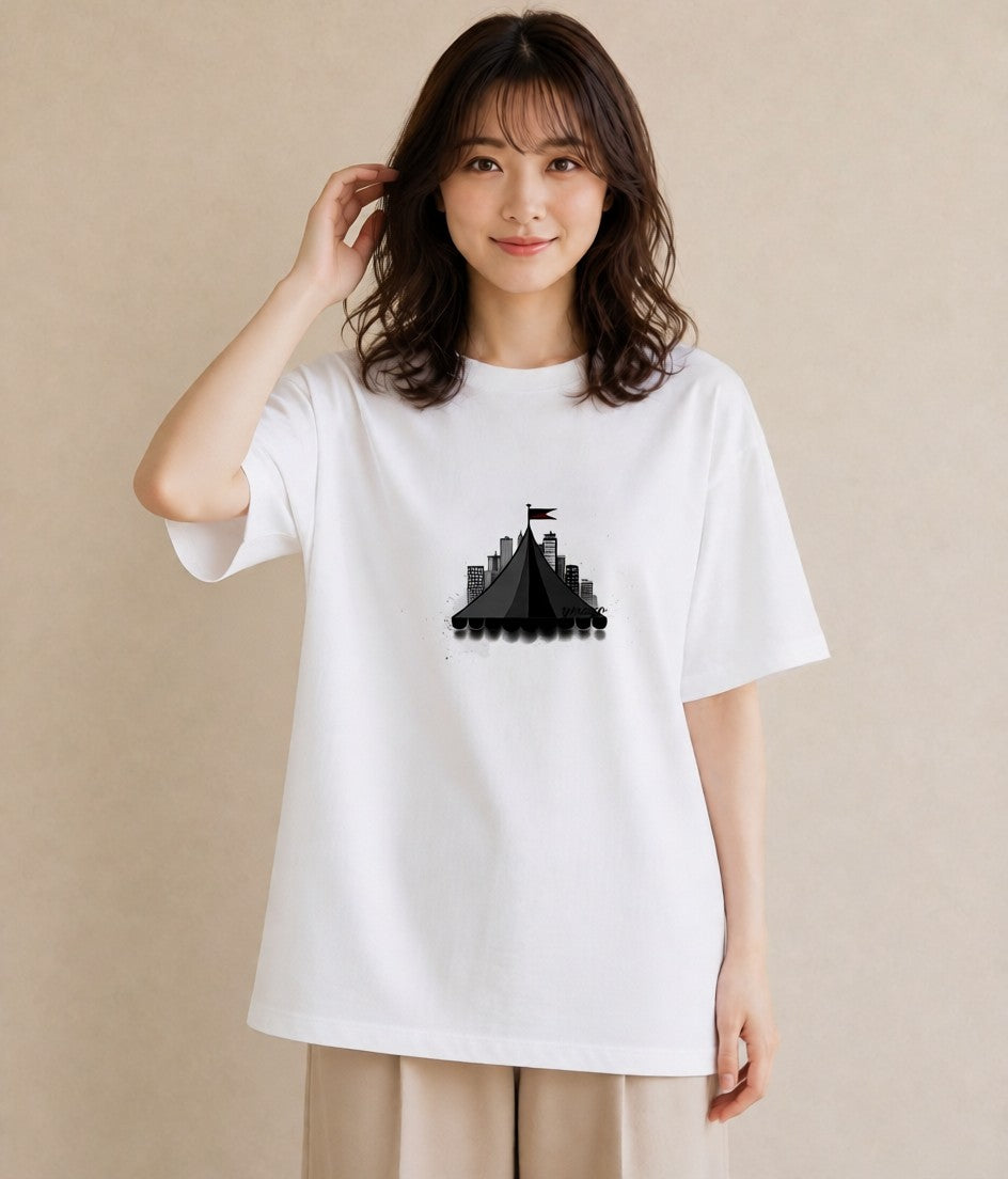 プリントTシャツ レディース 窓辺の雨 雨の日 窓 ナチュラル アンティーク イラスト 秋コーデ おしゃれギフト 白T YMAZO