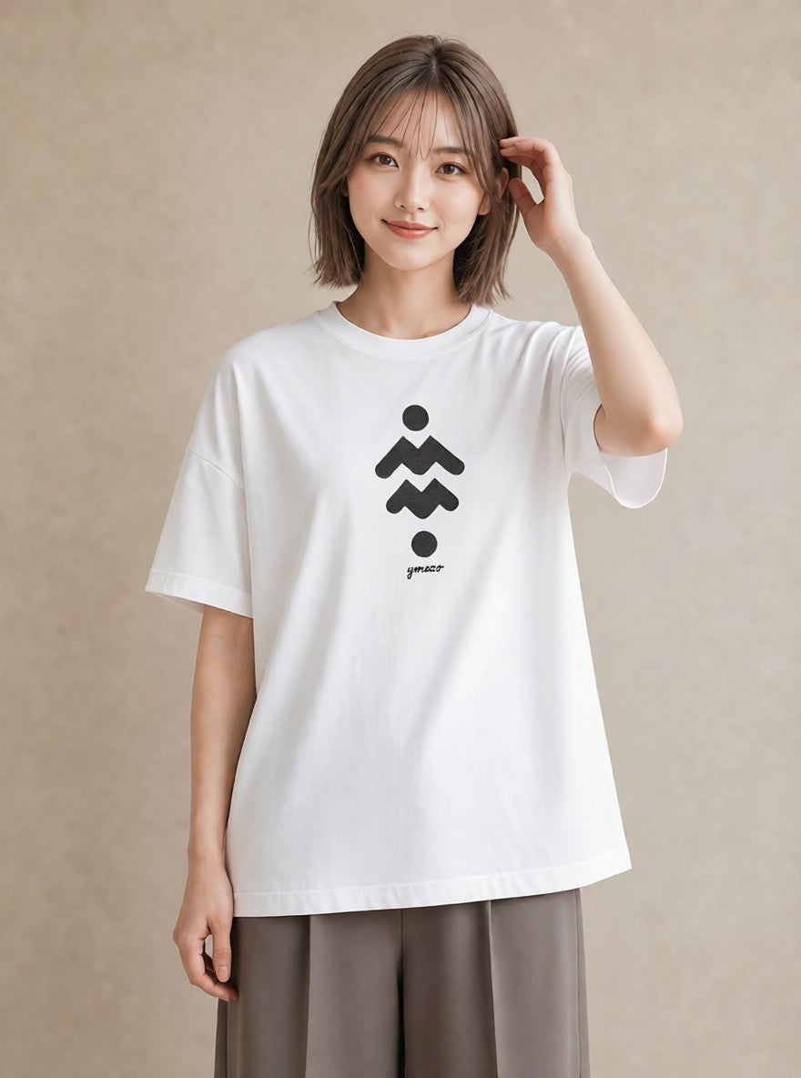 半袖Tシャツ レディース 手鏡 アンティーク レトロ ナチュラル イラスト 上品 友達ギフト 部屋着 白T YMAZO