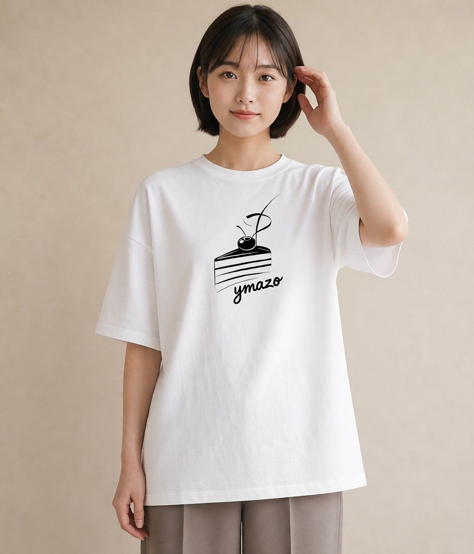Tシャツ レディース スイーツ お菓子 デザート イラスト 休日コーデ 20代 カジュアルコーデ 白T YMAZO