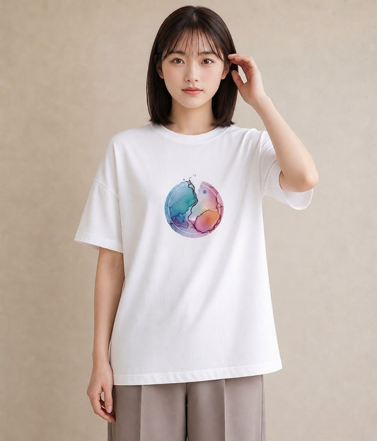 Tシャツ レディース 乙女座 星空 宇宙 イラスト ミニマル ビーチ デイリーウェア 白T YMAZO