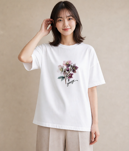 Tシャツ レディース 花 花柄 イラスト カジュアル 女性 旅行用 白T YMAZO