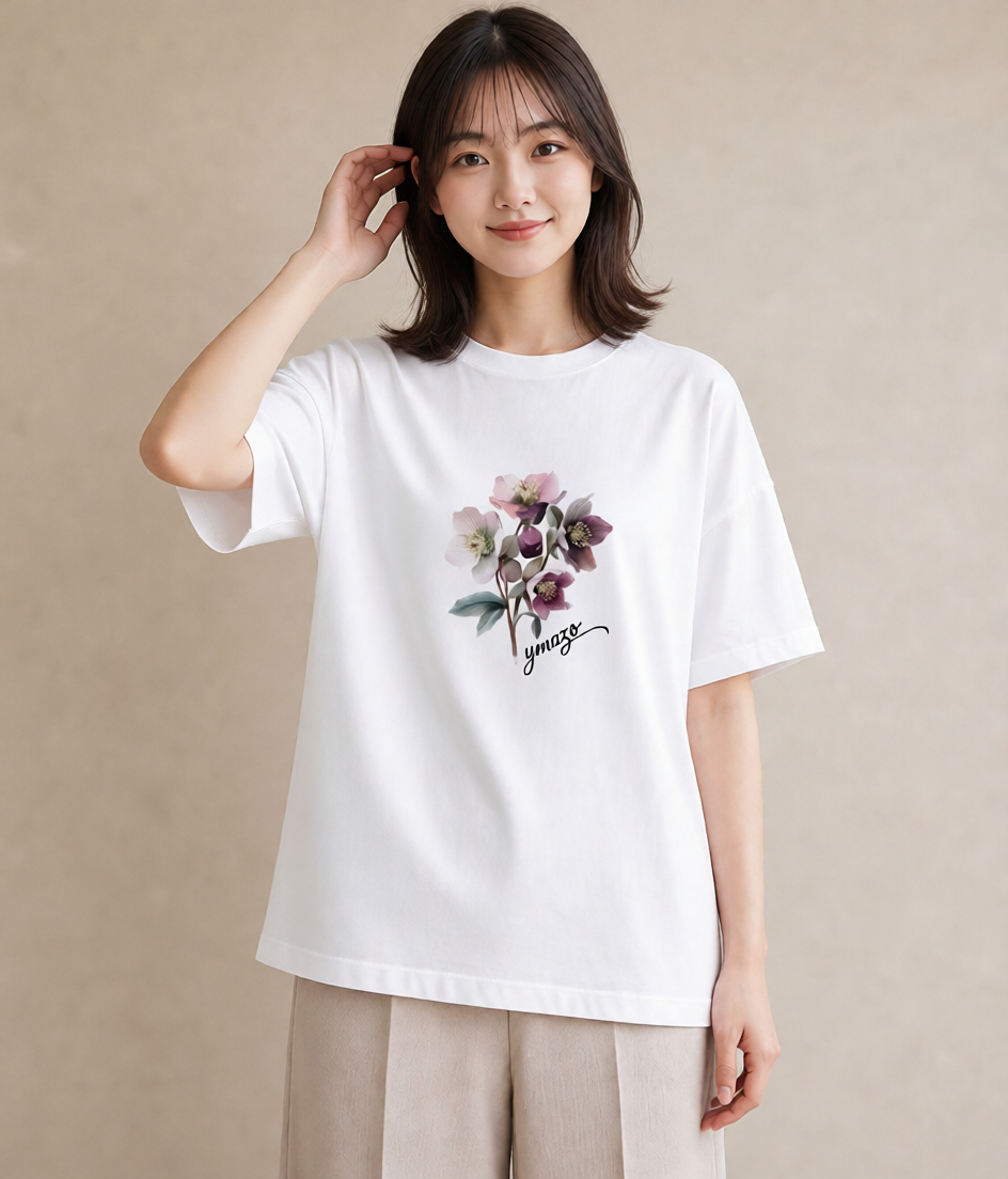 Tシャツ レディース 花 花柄 イラスト カジュアル 女性 旅行用 白T
