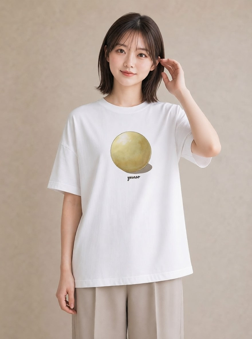 Tシャツ レディース パールピアス アクセサリー ナチュラル アンティーク イラスト 普段使い 部屋着 女性向けギフト 白T YMAZO