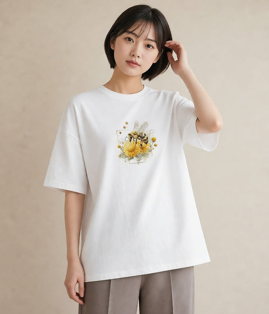 Tシャツ レディース ハニー 食べ物 フード イラスト フェミニン 母の日 ビーチ 白T YMAZO