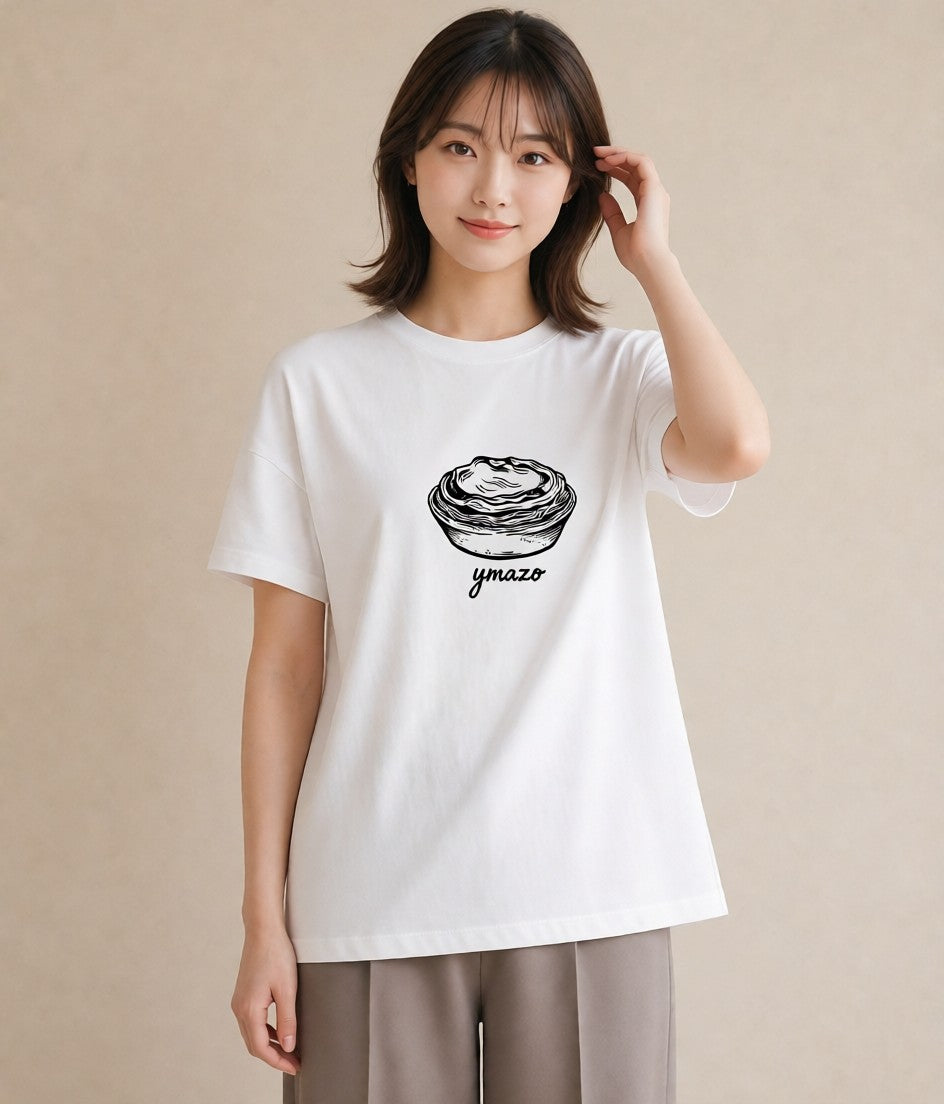Tシャツ レディース パールピアス アクセサリー ナチュラル アンティーク イラスト ヴィンテージ風 春コーデ 姉妹 白T YMAZO
