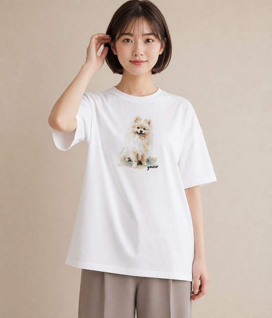 グラフィックTシャツ レディース わんちゃん 犬 いぬ イラスト 抜け感 通学 誕生日プレゼント 白T YMAZO