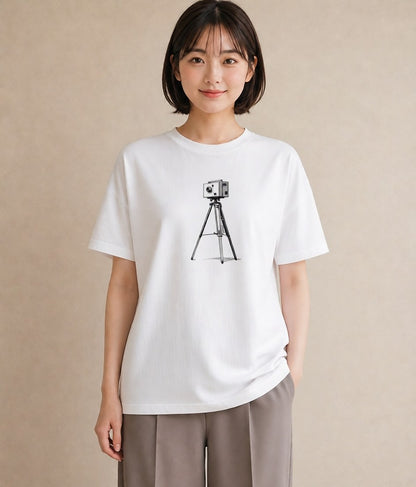 プリントTシャツ レディース カメラ フィルムカメラ レトロカメラ イラスト 手描き風 旅行 母娘コーデ 白T YMAZO