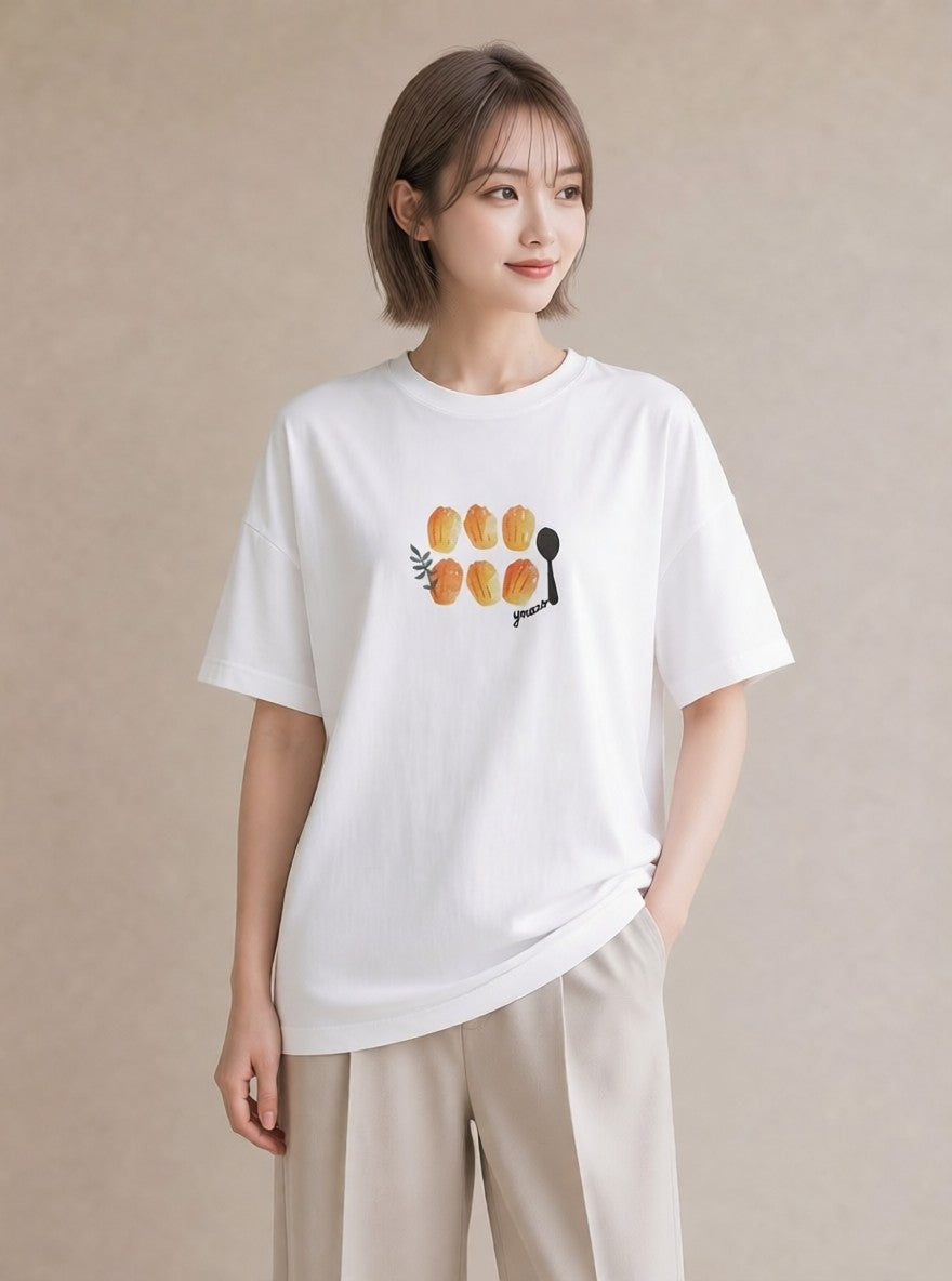 グラフィックTシャツ レディース 食パン 食べ物 フード イラスト 北欧風 クリスマス 旅行 白T YMAZO