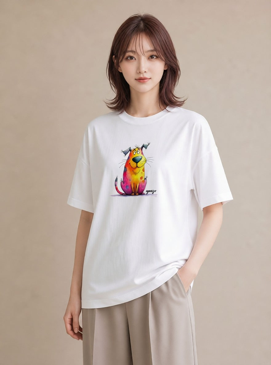 プリントTシャツ レディース 猫の手 猫 ねこ イラスト ポップ ママ カフェ服 白T YMAZO