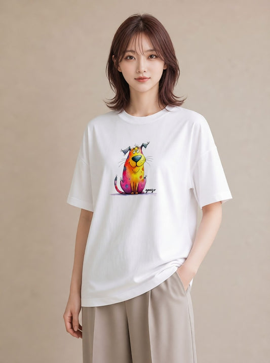 プリントTシャツ レディース 猫の手 猫 ねこ イラスト ポップ ママ カフェ服 白T YMAZO