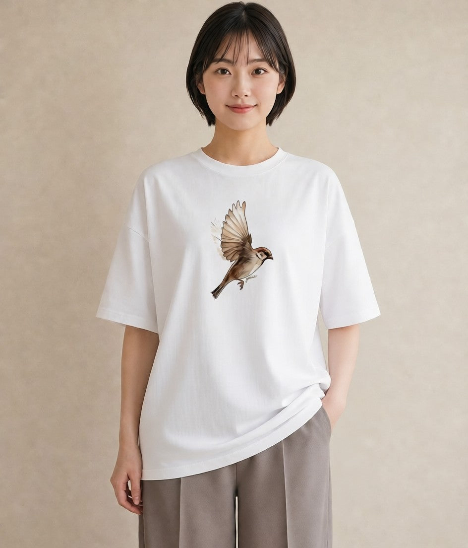 半袖Tシャツ レディース 白文鳥 ペット 動物 イラスト ゆるかわ ギフト 母の日 白T YMAZO