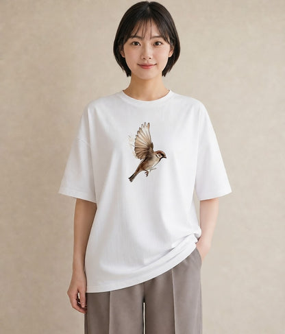 半袖Tシャツ レディース 白文鳥 ペット 動物 イラスト ゆるかわ ギフト 母の日 白T YMAZO
