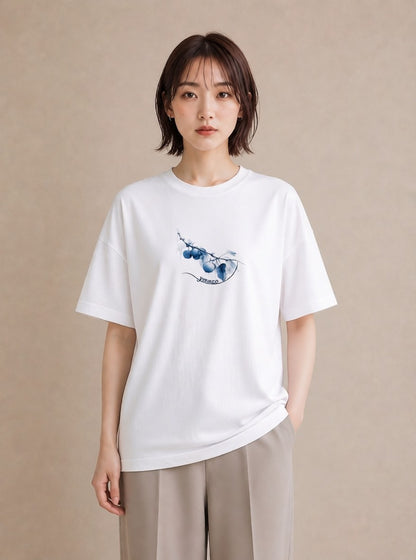 Tシャツ レディース 夕暮れ バルコニー 夕焼け ナチュラル アンティーク イラスト ラフカジュアル 女子会 お揃い 白T YMAZO