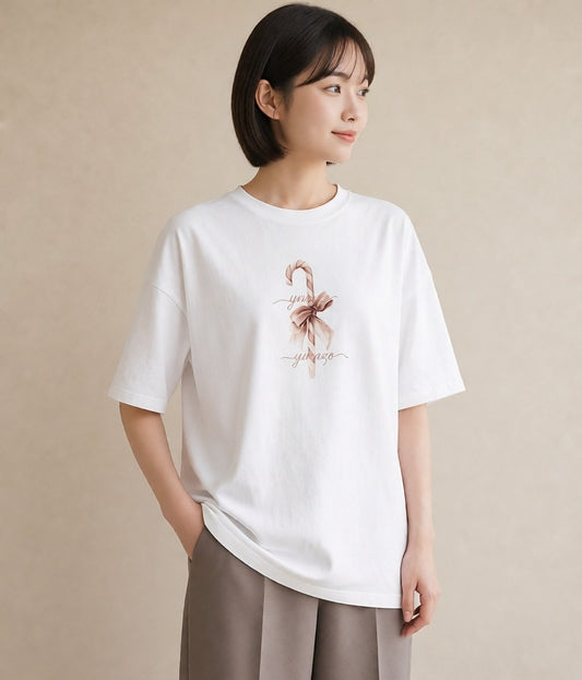 デザインTシャツ レディース キャンディ 食べ物 フード イラスト ゆるかわ 帰省 ラフ 白T YMAZO