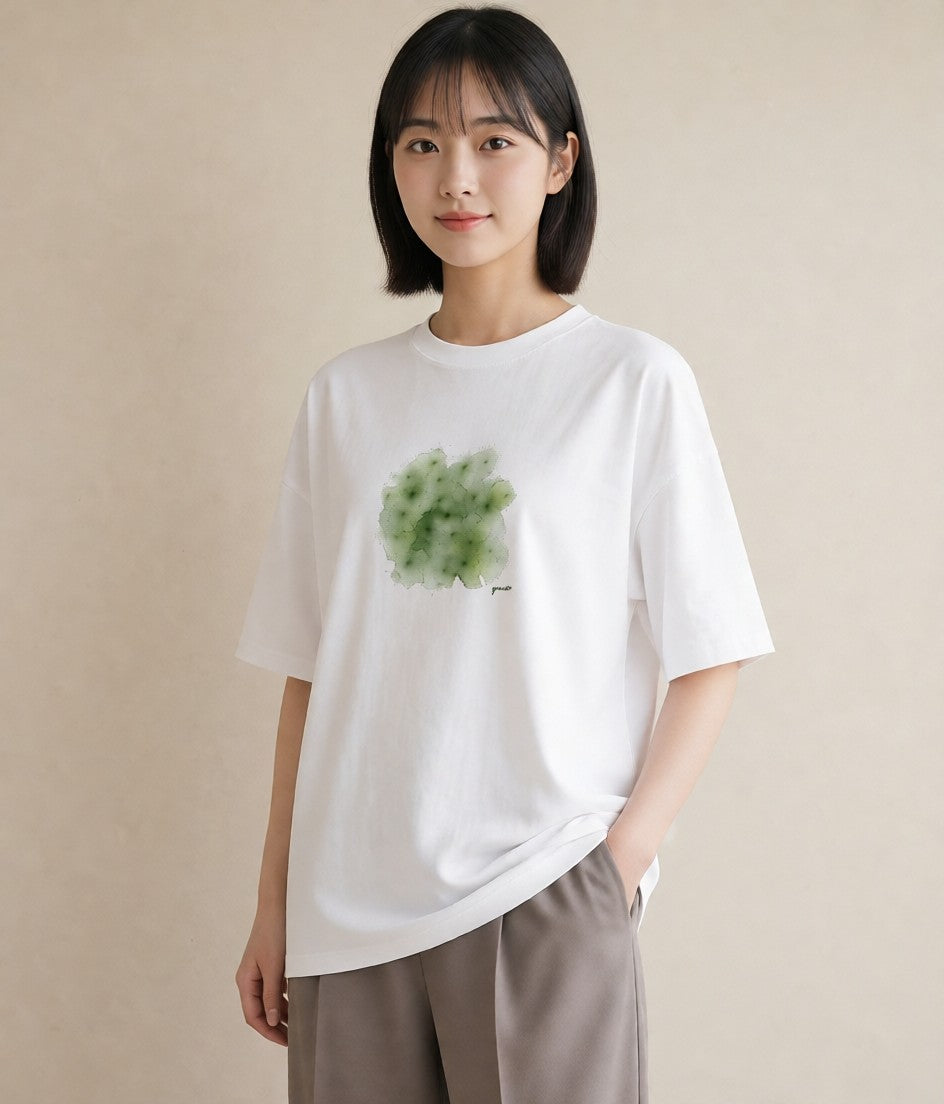 グラフィックTシャツ レディース クローバー 四つ葉 花 花柄 イラスト 線画 夏コーデ 通学 白T YMAZO