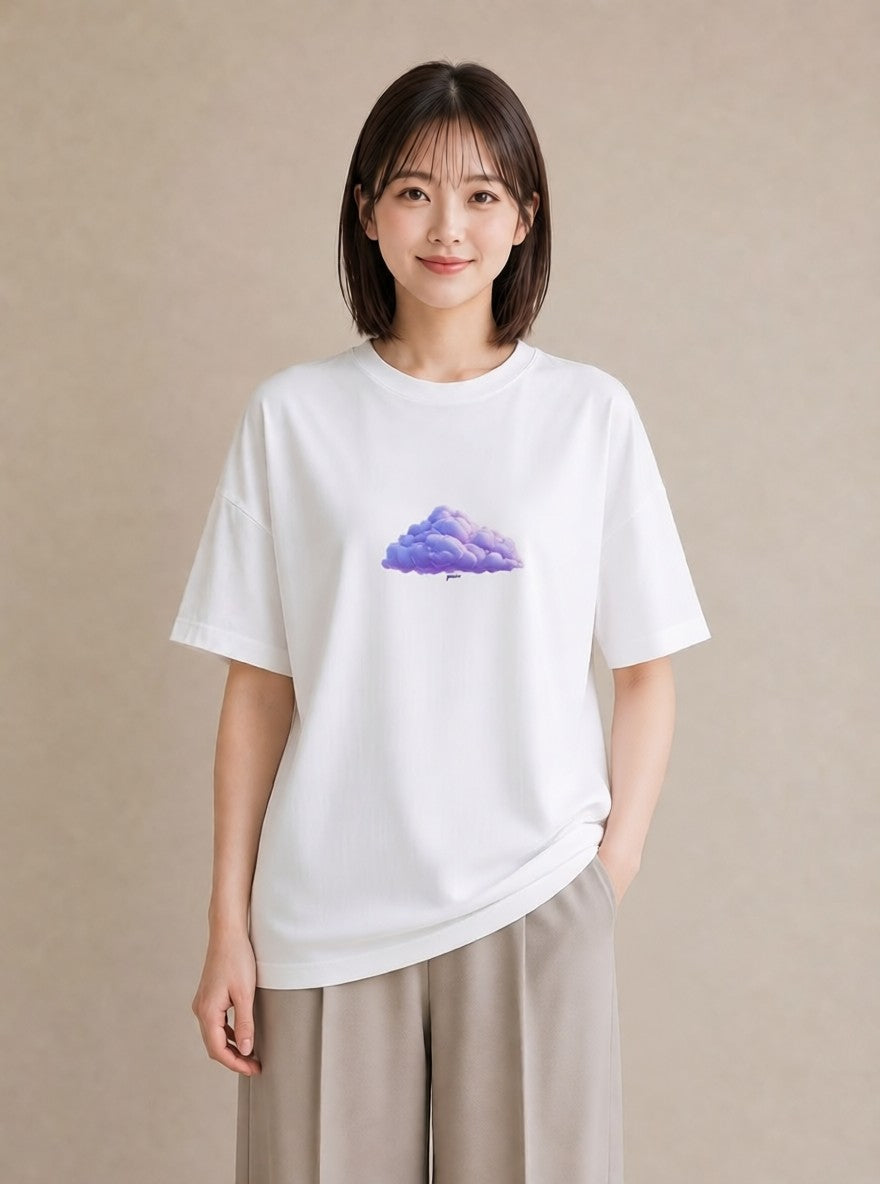 半袖Tシャツ レディース わたあめ 食べ物 フード イラスト 北欧風 ラフ レイヤード 白T YMAZO