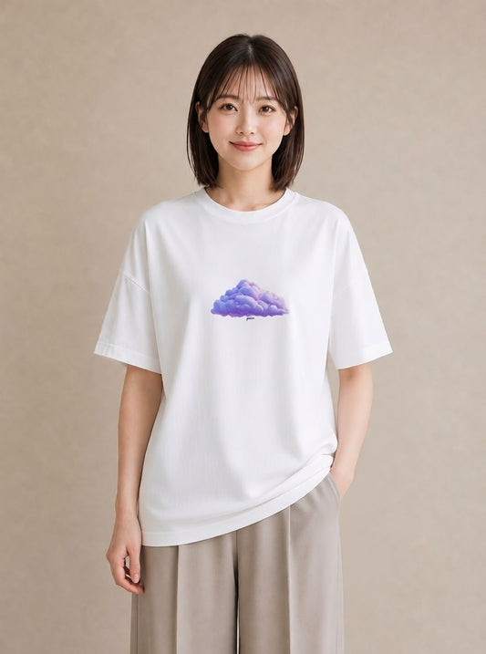 半袖Tシャツ レディース わたあめ 食べ物 フード イラスト 北欧風 ラフ レイヤード 白T YMAZO