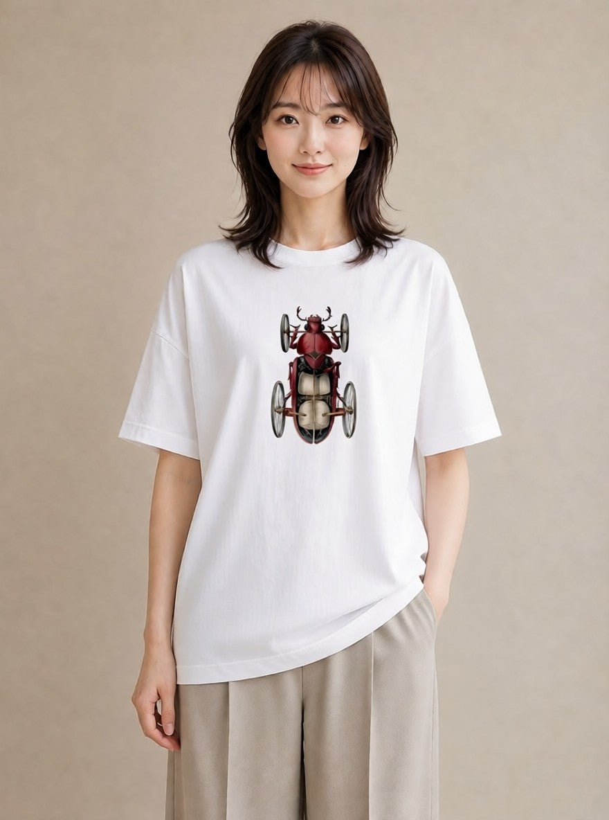 グラフィックTシャツ レディース ダンゴムシ 昆虫 虫 イラスト きれいめ ビーチ デイリーウェア 白T YMAZO