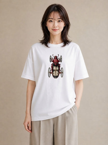 グラフィックTシャツ レディース ダンゴムシ 昆虫 虫 イラスト きれいめ ビーチ デイリーウェア 白T YMAZO