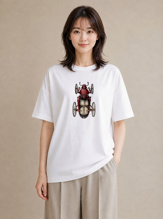 グラフィックTシャツ レディース ダンゴムシ 昆虫 虫 イラスト きれいめ ビーチ デイリーウェア 白T