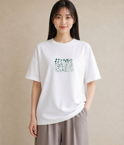 グラフィックTシャツ レディース ボタニカル 植物 イラスト ママ カフェ服 白T YMAZO