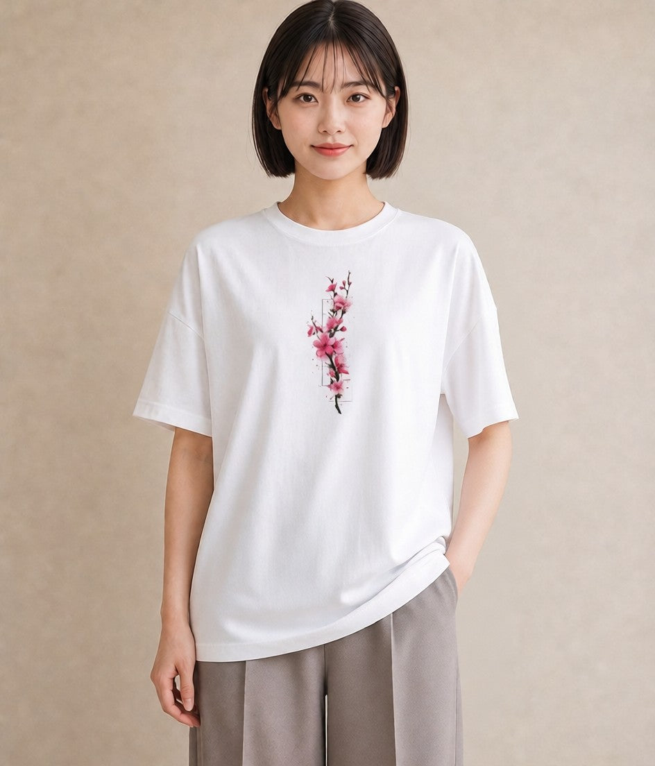 プリントTシャツ レディース さくら 桜 サクラ 花 花柄 イラスト 可愛い 通勤 在宅 白T