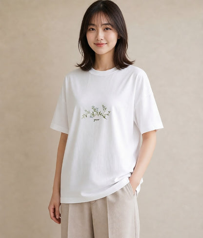 Tシャツ レディース ポスト 野の花 レトロ ナチュラル アンティーク イラスト こなれ感 夏コーデ 通学 白T YMAZO