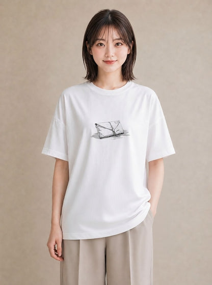 グラフィックTシャツ レディース 封蝋 手紙 アンティーク ナチュラル イラスト 上品 誕生日プレゼント 綿100 白T YMAZO