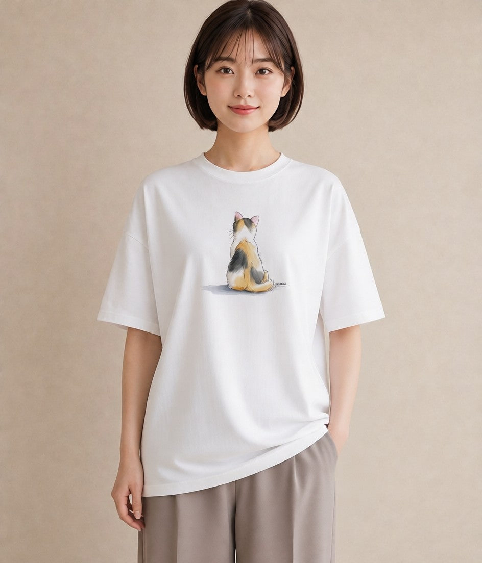 半袖Tシャツ レディース ベンガル 猫 ねこ イラスト ミニマル レイヤード 友達ギフト 白T YMAZO