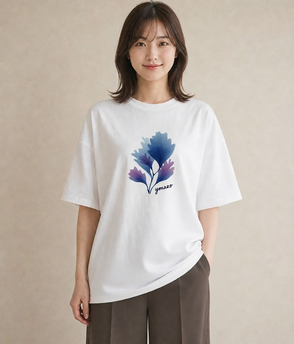 デザインTシャツ レディース サンゴ 海の生き物 海 イラスト 休日コーデ ミセス 春コーデ 白T YMAZO