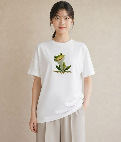 プリントTシャツ レディース カエル ペット 動物 イラスト アート風 姉妹 送別ギフト 白T YMAZO