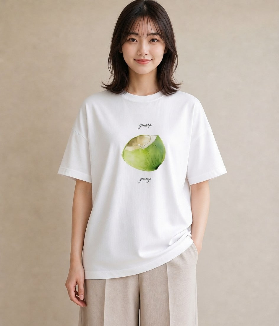半袖Tシャツ レディース どんぐり 植物 ボタニカル イラスト アート風 母の日 ビーチ 白T YMAZO