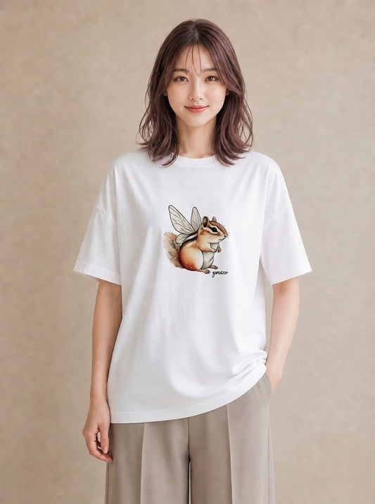 グラフィックTシャツ レディース デグー ペット 動物 イラスト ヴィンテージ風 誕生日プレゼント 綿100 白T YMAZO