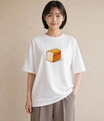 グラフィックTシャツ レディース パン 食べ物 フード イラスト 休日コーデ ホワイトデー 春服 白T YMAZO