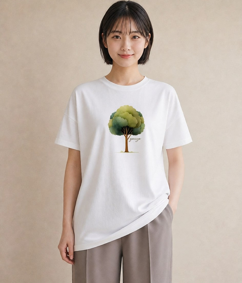 半袖Tシャツ レディース 森 植物 ボタニカル イラスト ミニマル 母の日 ビーチ 白T YMAZO