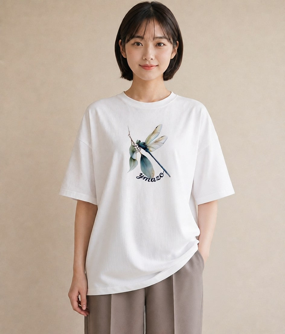 グラフィックTシャツ レディース ホタル 昆虫 虫 イラスト ボタニカル カジュアルコーデ 買い物 白T YMAZO
