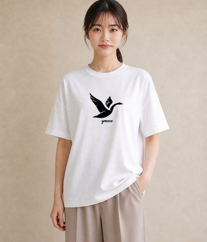 Tシャツ レディース 折り鶴 折り紙 ナチュラル アンティーク イラスト ポップ ルームウェア ギフト 白T YMAZO