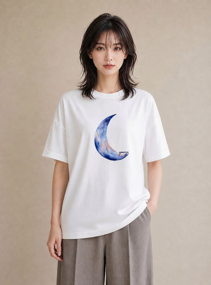 半袖Tシャツ レディース 水瓶座 星空 宇宙 イラスト シンプル 部屋着 女性向けギフト 白T YMAZO