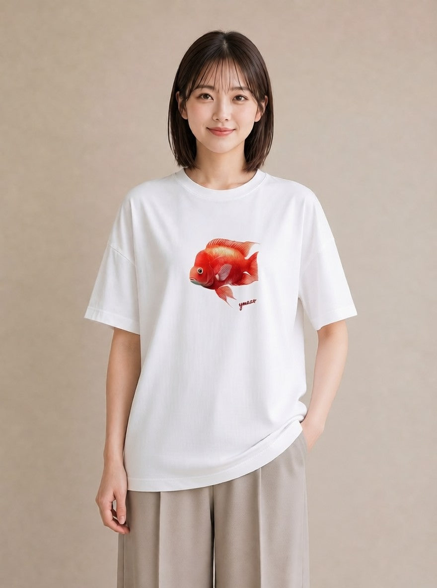 デザインTシャツ レディース マンボウ 海の生き物 海 イラスト 水彩風 女性向けギフト 散歩 白T YMAZO