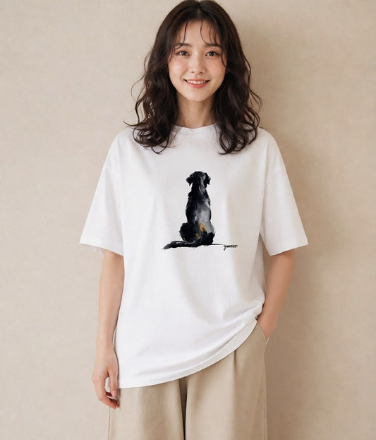 半袖Tシャツ レディース 愛犬 犬 いぬ イラスト ボタニカル カジュアルコーデ 買い物 白T YMAZO