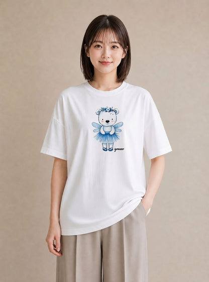 デザインTシャツ レディース しろくま 白くま 動物 アニマル イラスト きれいめカジュアル 在宅 公園 白T YMAZO
