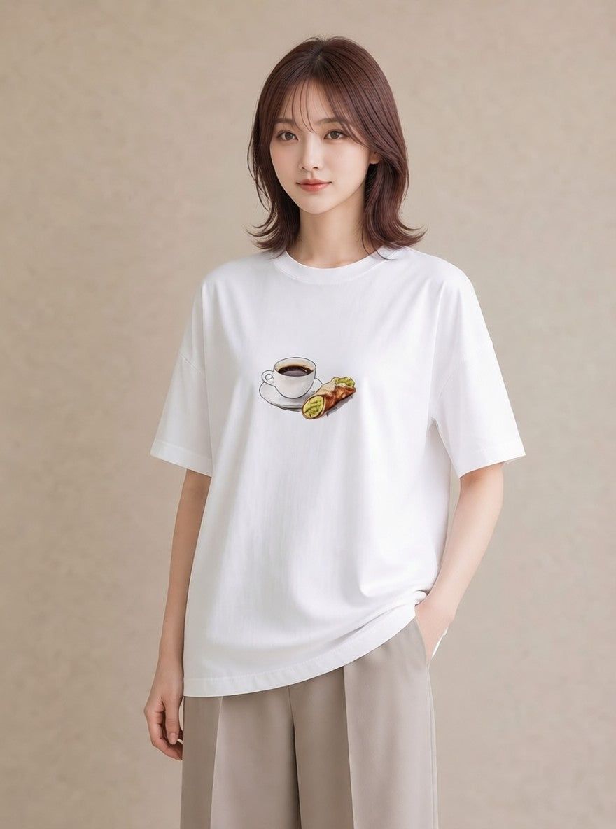 デザインTシャツ レディース ベーグル 食べ物 フード イラスト レトロ 母娘コーデ 自分用 白T YMAZO