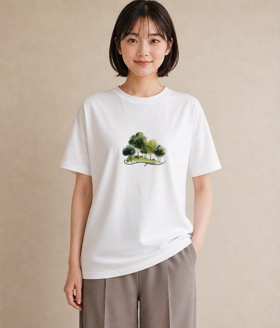 半袖Tシャツ レディース 木 植物 ボタニカル イラスト ゆるかわ 週末コーデ 敬老の日 白T YMAZO