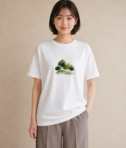 半袖Tシャツ レディース 木 植物 ボタニカル イラスト ゆるかわ 週末コーデ 敬老の日 白T YMAZO