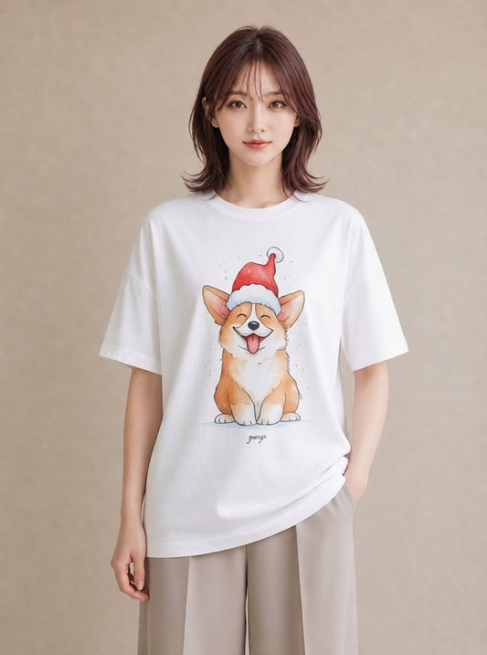 デザインTシャツ レディース ウェルシュコーギー コーギー 犬 いぬ イラスト 普段使い 女性 旅行用 白T