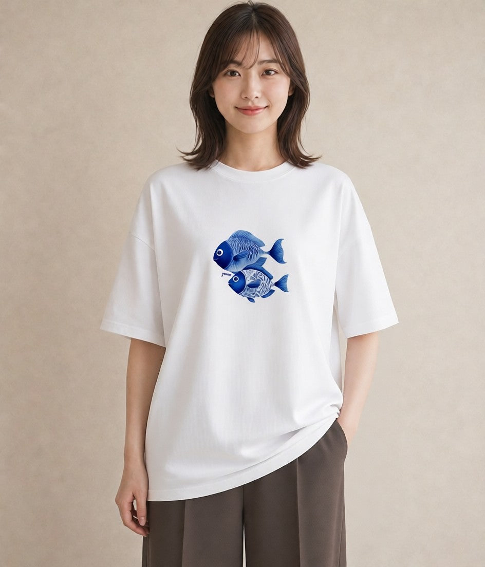 Tシャツ レディース たい焼き 食べ物 フード イラスト ヴィンテージ風 秋コーデ おしゃれギフト 白T YMAZO