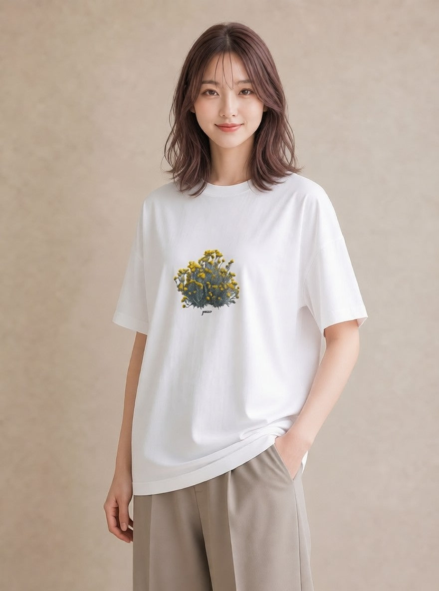 グラフィックTシャツ レディース たんぽぽ 花 花柄 イラスト レトロ 週末コーデ 敬老の日 白T YMAZO