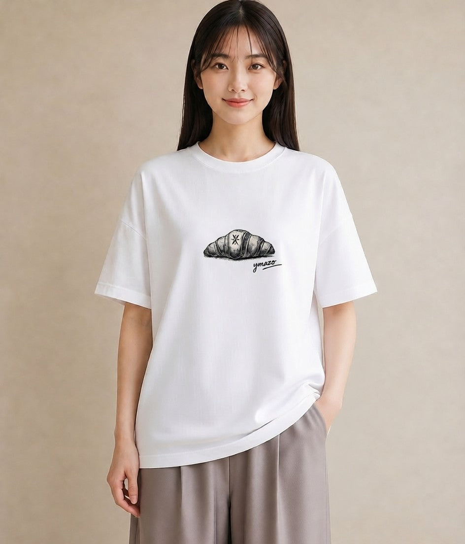 グラフィックTシャツ レディース パン ベーカリー レトロ イラスト ラフ 自分用 ルームウェア 白T YMAZO